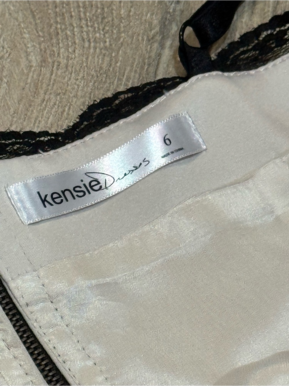 Kensie Sweetheart Cocktail Dress Cream Black Lace Trim Mini NWOT Size 6 - Picture 14 of 16